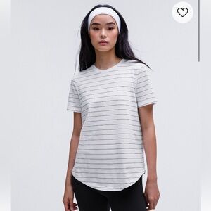 Lululemon Women's Love Crewneck T-Shirt, black and white stripes. Size: 4